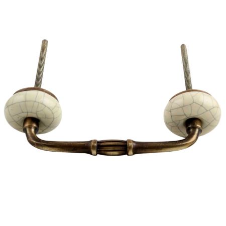 Cream Crackle Handmade Ceramic Bridge Handle 